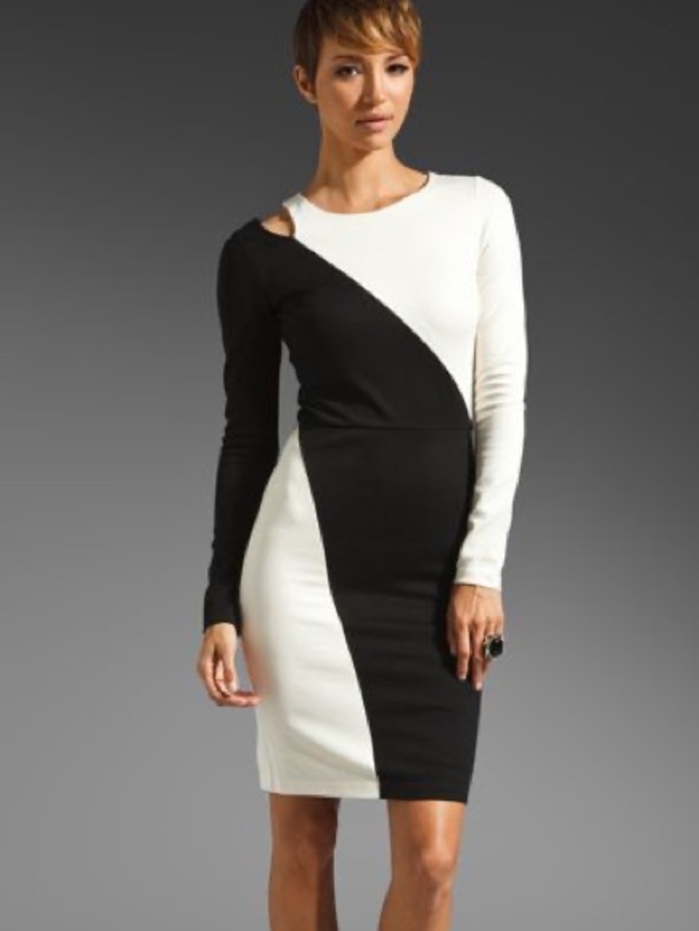 Alice + Olivia Josefina Shoulder Cut Out Dress in Cream